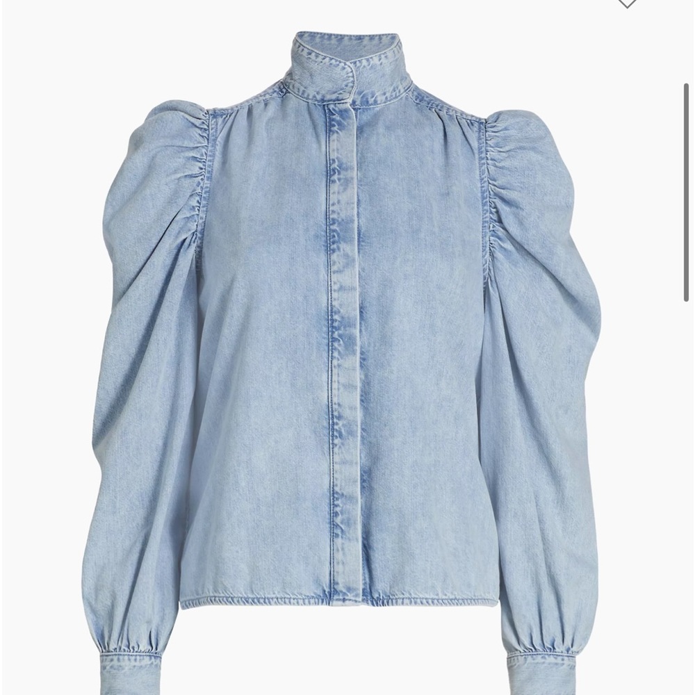 Frame **NWT** Cotton Puff Sleeve 'Gillian' Top in Cresthaven Denim